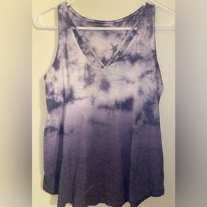 Purple Tie-Dye Accented V Neck Tank Top XXS